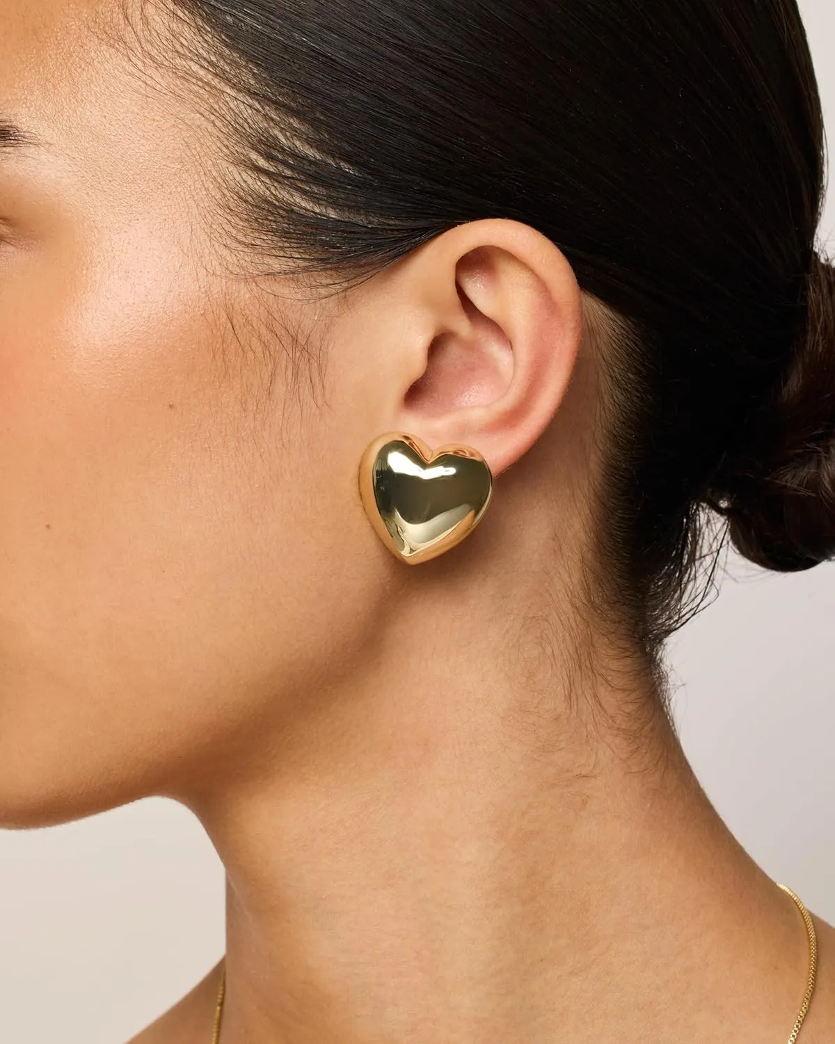 PAVOI 14K Gold Plated Sterling Silver Posts Chunky Heart Statement Earrings for Women | Love Friendship Puffy Heart Teardrop Dangle & Stud Earrings