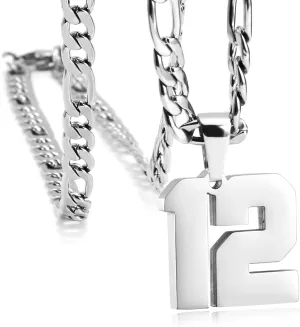 Personalized Jersey Number Necklaces for Mens,Athletes Stainless Steel Sport Number Pendant Chain for Mens Baseball/Basketball/Football Team Inspiration Jewelry with Gifts