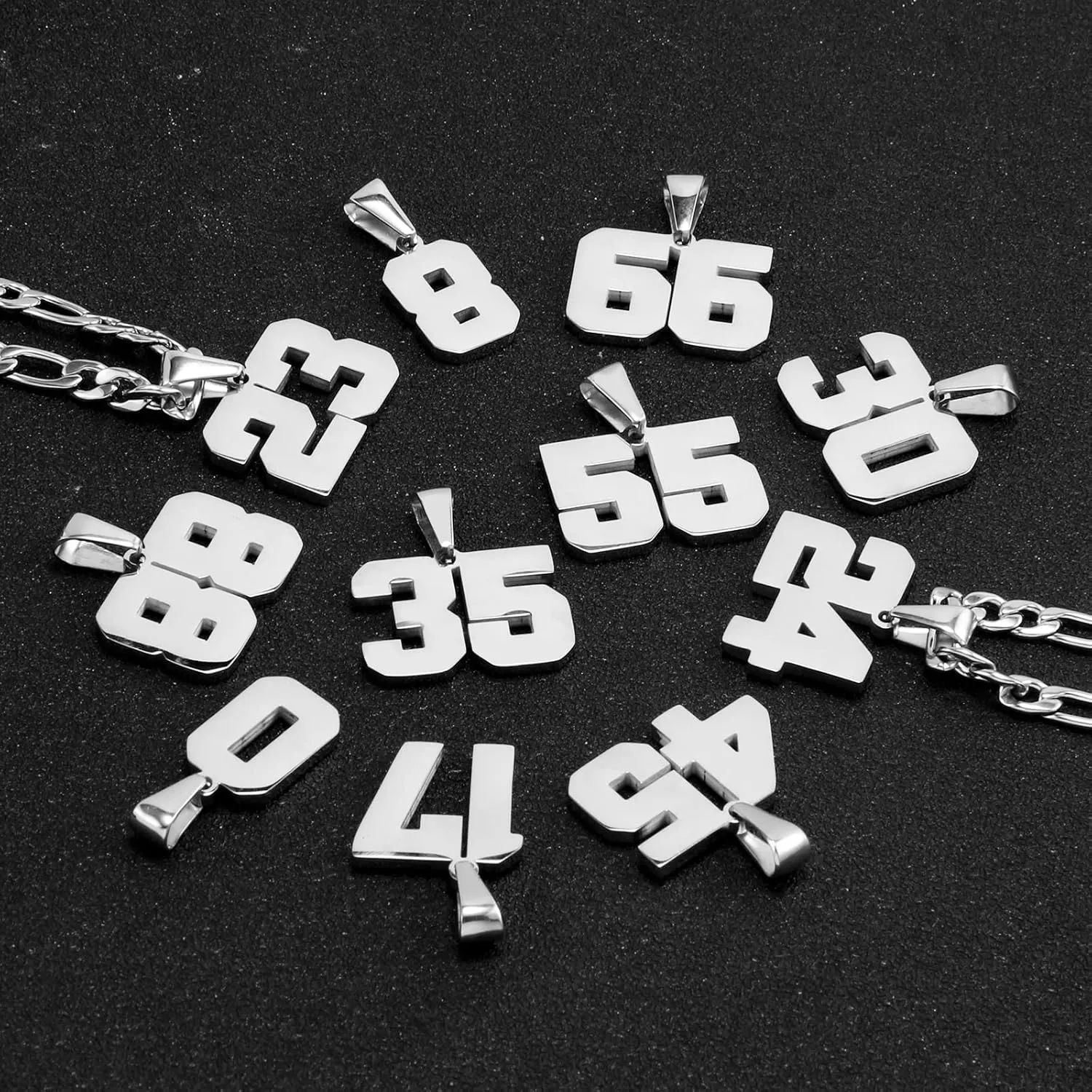 Personalized Jersey Number Necklaces for Mens,Athletes Stainless Steel Sport Number Pendant Chain for Mens Baseball/Basketball/Football Team Inspiration Jewelry with Gifts