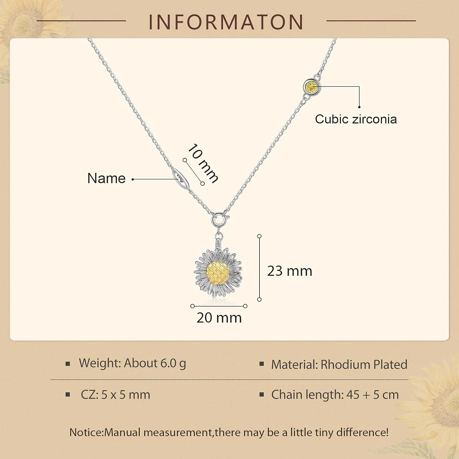 Personalized Name Sunflower Necklace with Birthstones Custom Name Necklace for Women Sunflower Jewelry Birthday Sunflower Gift for Girlfriend Mother