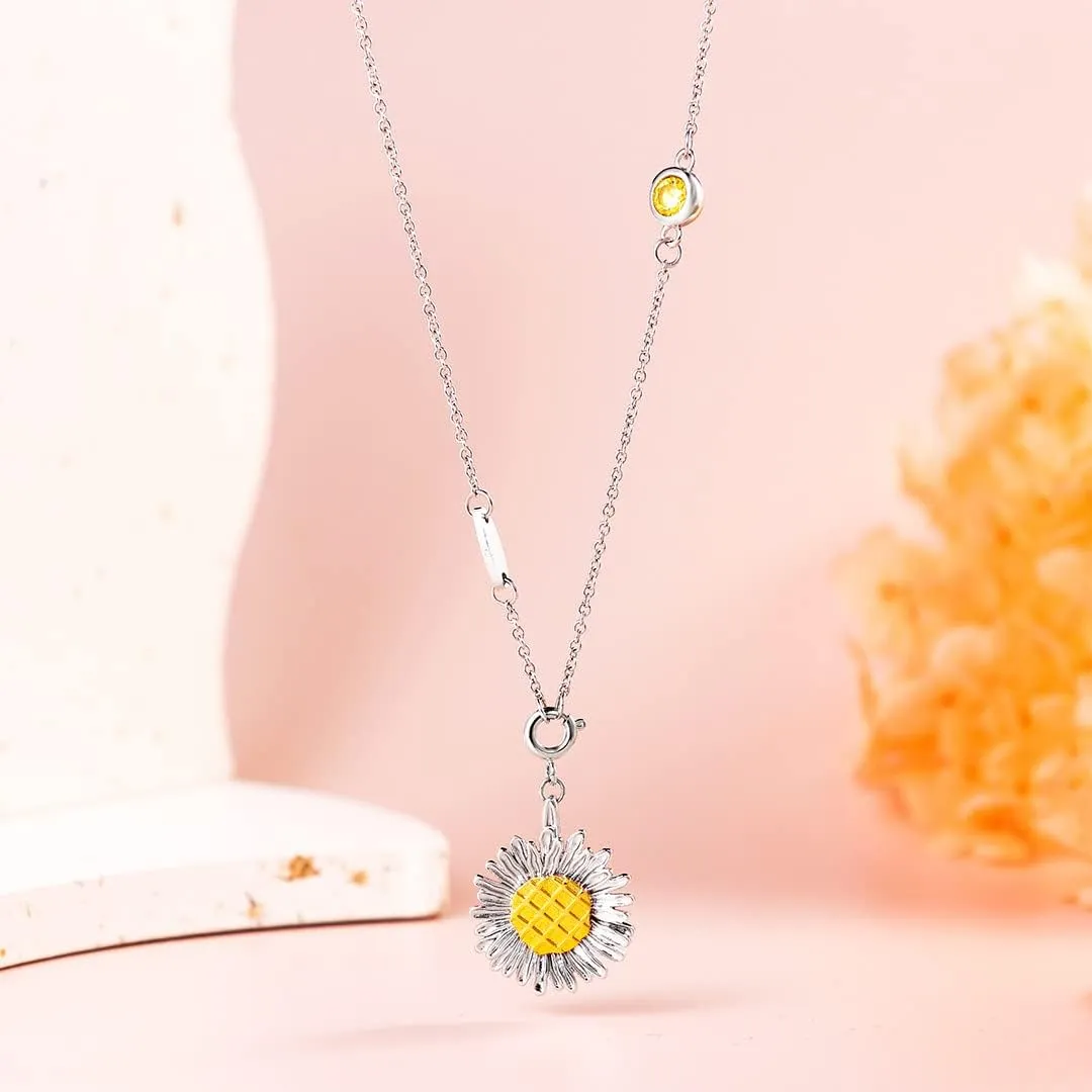 Personalized Name Sunflower Necklace with Birthstones Custom Name Necklace for Women Sunflower Jewelry Birthday Sunflower Gift for Girlfriend Mother