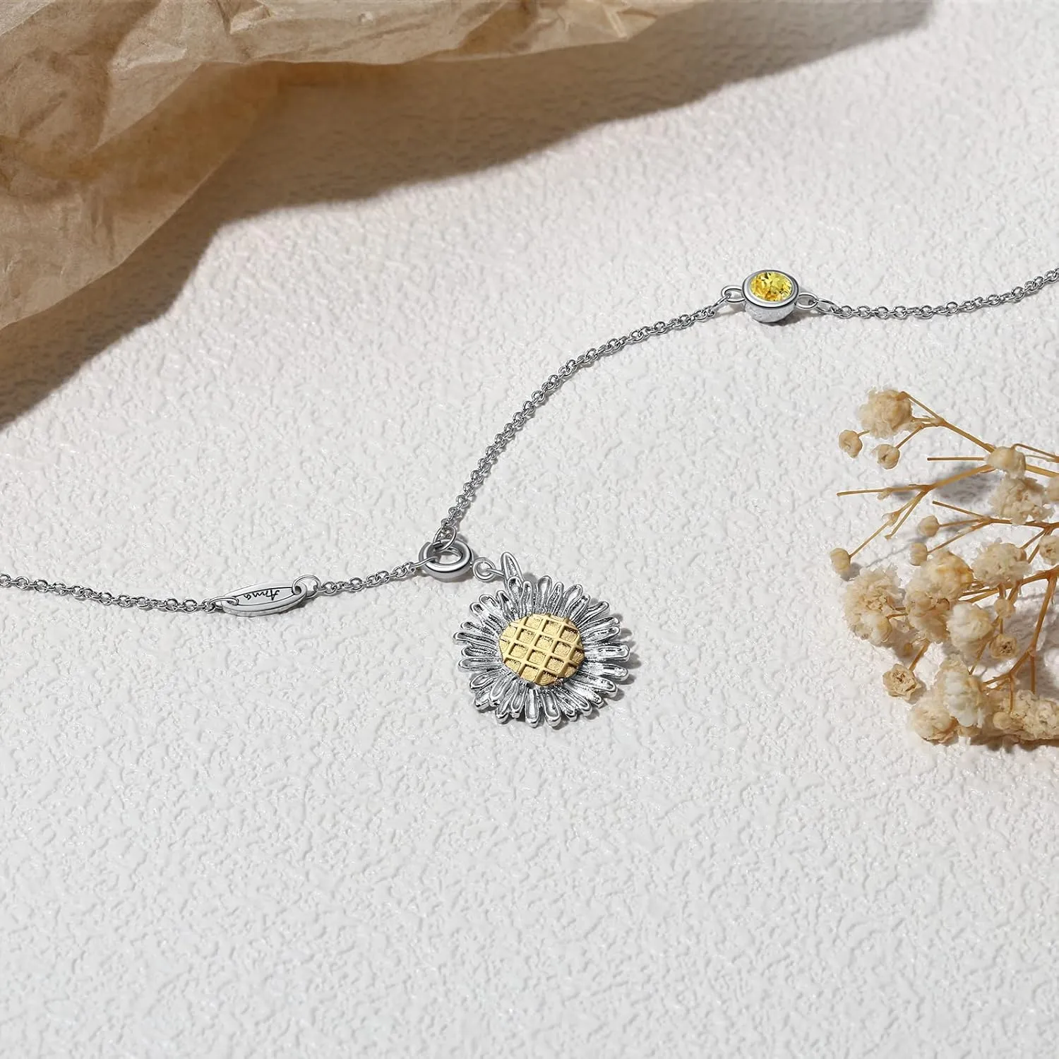 Personalized Name Sunflower Necklace with Birthstones Custom Name Necklace for Women Sunflower Jewelry Birthday Sunflower Gift for Girlfriend Mother