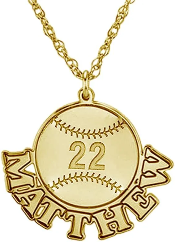 Personalized Sports Ball Name Necklace Custom Made Basketball Soccer Baseball Volleyball Jersey Number Engravable Pendant Necklaces