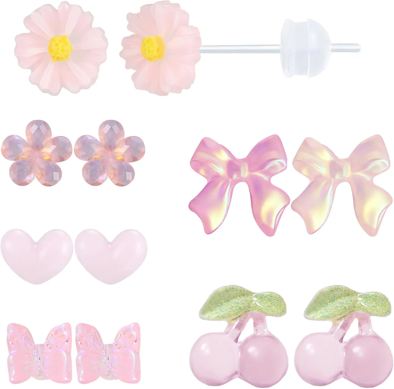 Plastic Earrings for Sensitive Ears - Girls & Women's Flower Stud Post Earrings
