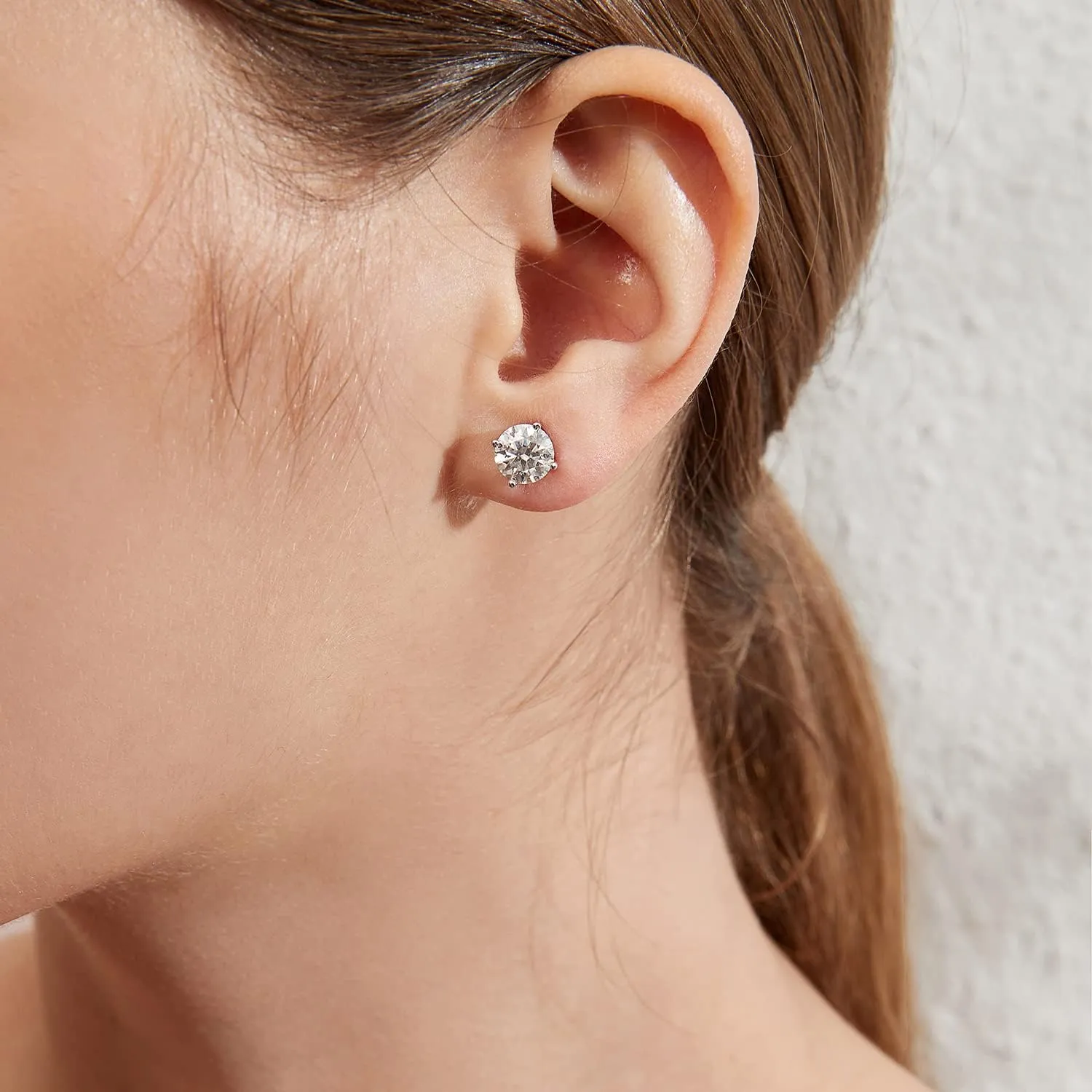 Platinum Plated Round Cut/Square Cut CZ Stud Earrings, 925 Sterling Silver Cubic Zirconia Earrings for Women/Men 4MM-8MM