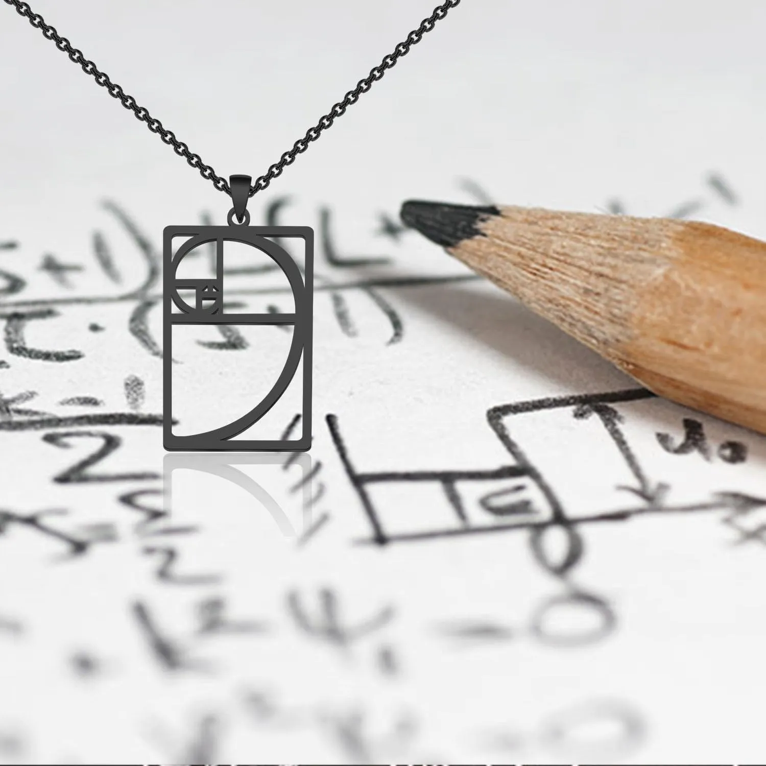 PLITI Golden Ratio Necklaces Geometic Gift Mathematics Gift Fibonacci Sequence Ratio Symbol Pendant For Math Lover