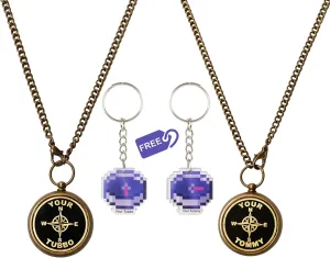 PORTHO Your Tubbo and Your Tommy friendship necklaces| Gifts for her, him, friends| Locket compass pair| myct, dream smp, funart, mine-craft| Tommy Tubbo keyring set FREE