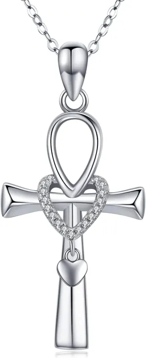 PRAYMOS 925 Sterling Silver Cross Necklace for Women Men Crucifix Cross Pendant Necklaces Simple Jewelry Gifts