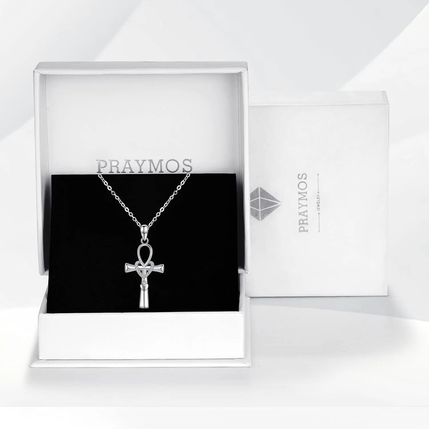 PRAYMOS 925 Sterling Silver Cross Necklace for Women Men Crucifix Cross Pendant Necklaces Simple Jewelry Gifts