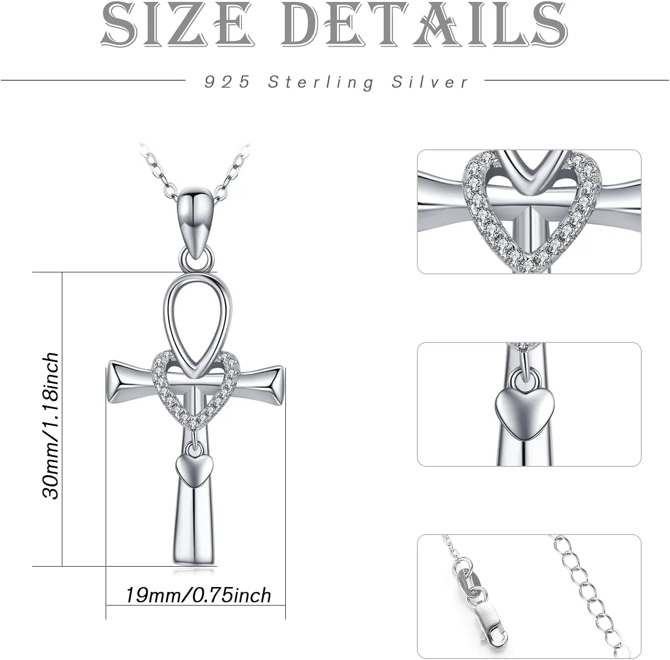 PRAYMOS 925 Sterling Silver Cross Necklace for Women Men Crucifix Cross Pendant Necklaces Simple Jewelry Gifts