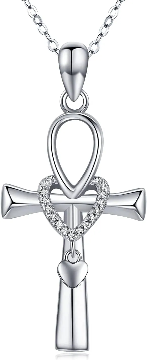 PRAYMOS 925 Sterling Silver Cross Necklace for Women Men Crucifix Cross Pendant Necklaces Simple Jewelry Gifts