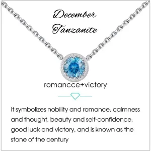 Presentski Birthstone Necklace for Women Sterling Silver 925 Solitaire Pendant Dainty Necklace Birthday Gifts for Women Birthstone Necklaces for Mom