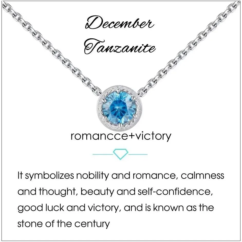 Presentski Birthstone Necklace for Women Sterling Silver 925 Solitaire Pendant Dainty Necklace Birthday Gifts for Women Birthstone Necklaces for Mom