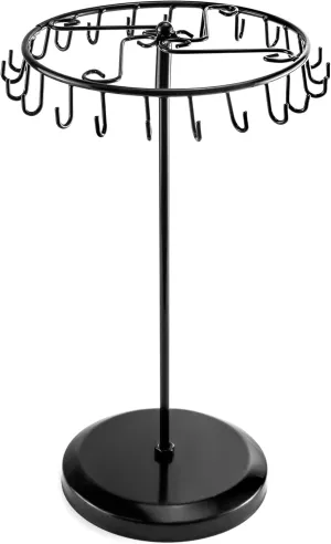 QWORK Spinning Jewelry Tree Display Stand, Jewelry Organizer with 23 Hooks, Black