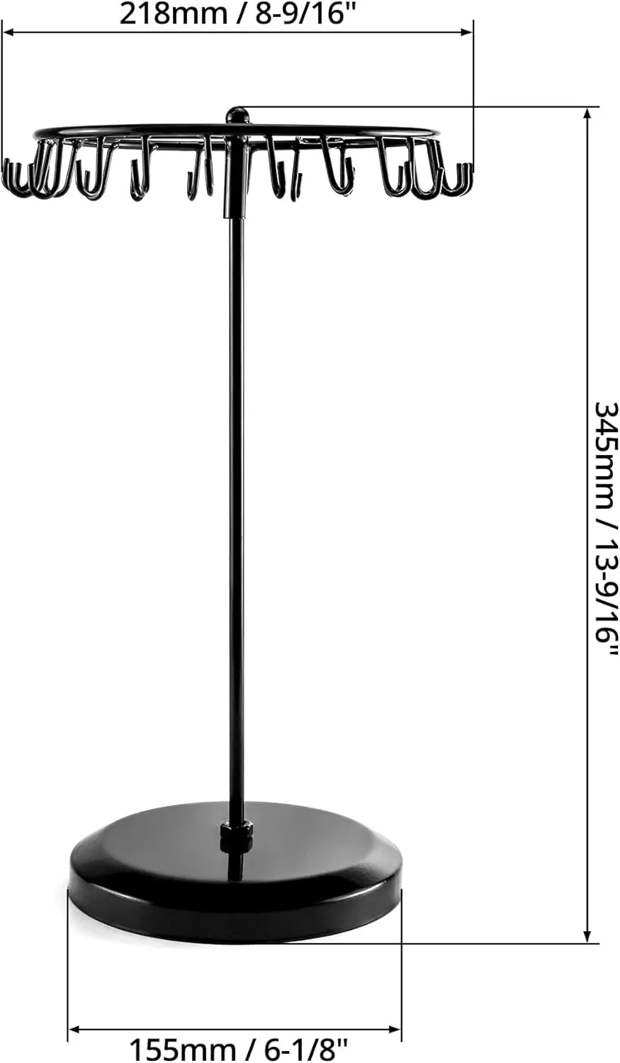 QWORK Spinning Jewelry Tree Display Stand, Jewelry Organizer with 23 Hooks, Black