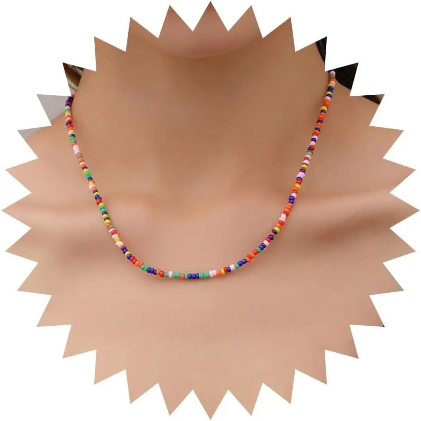 Rainbow Boho Beaded Choker Necklace, Women & Young Ladies, Female, Alloy, Choker Necklace, Necklace