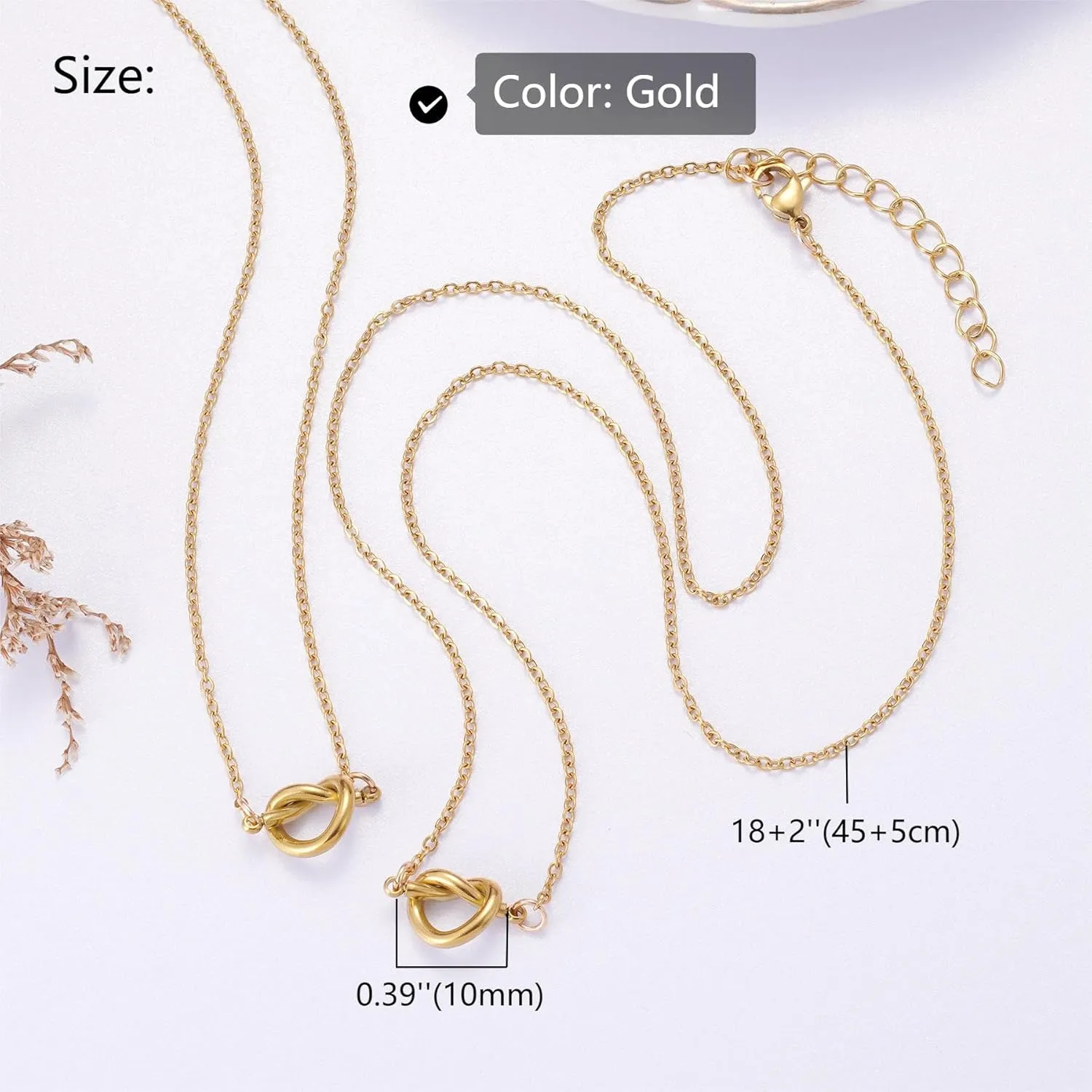 Ralukiia BFF Friendship Knot Infinity Necklace for 2 Best Friend Long Distance Birthday Jewelry Gifts for Her Women Bestie