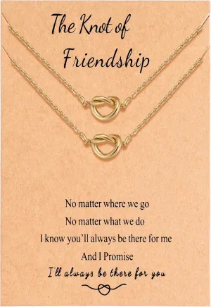 Ralukiia BFF Friendship Knot Infinity Necklace for 2 Best Friend Long Distance Birthday Jewelry Gifts for Her Women Bestie
