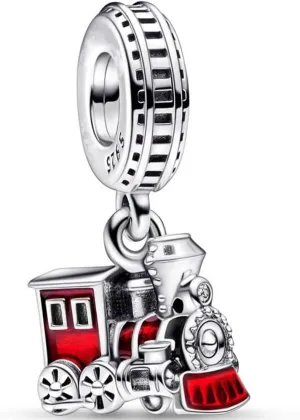 Red Train Dangle Charm Fit Women Bracelet Necklaces Fashion Gifts 925 Sterling Silver DIY Jewelry