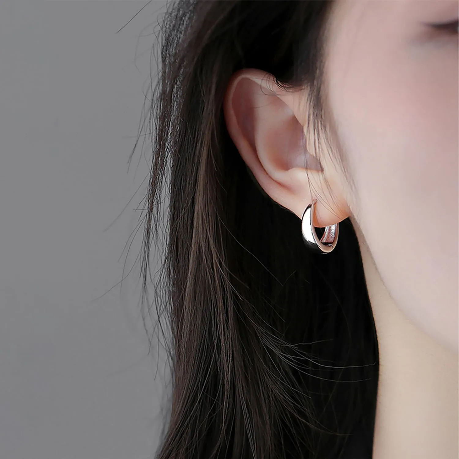 Reffeer 925 Sterling Silver Chunky Hoop Earrings for Women Teens Thick Hoop Earrings Teardrop Hoop Earrings