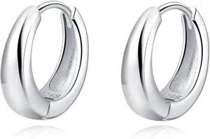 Reffeer 925 Sterling Silver Chunky Hoop Earrings for Women Teens Thick Hoop Earrings Teardrop Hoop Earrings