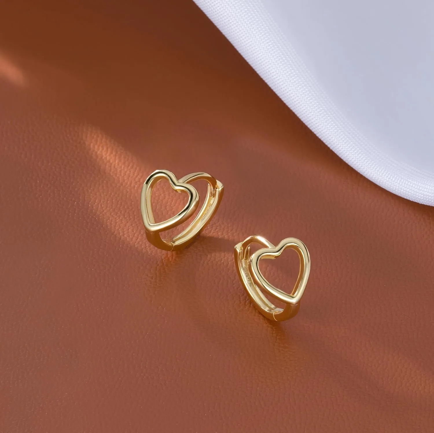 Reffeer Solid 925 Sterling Silver Love Heart Hoop Earrings Huggie for Women Teens Heart Hoop Earrings Love Huggie