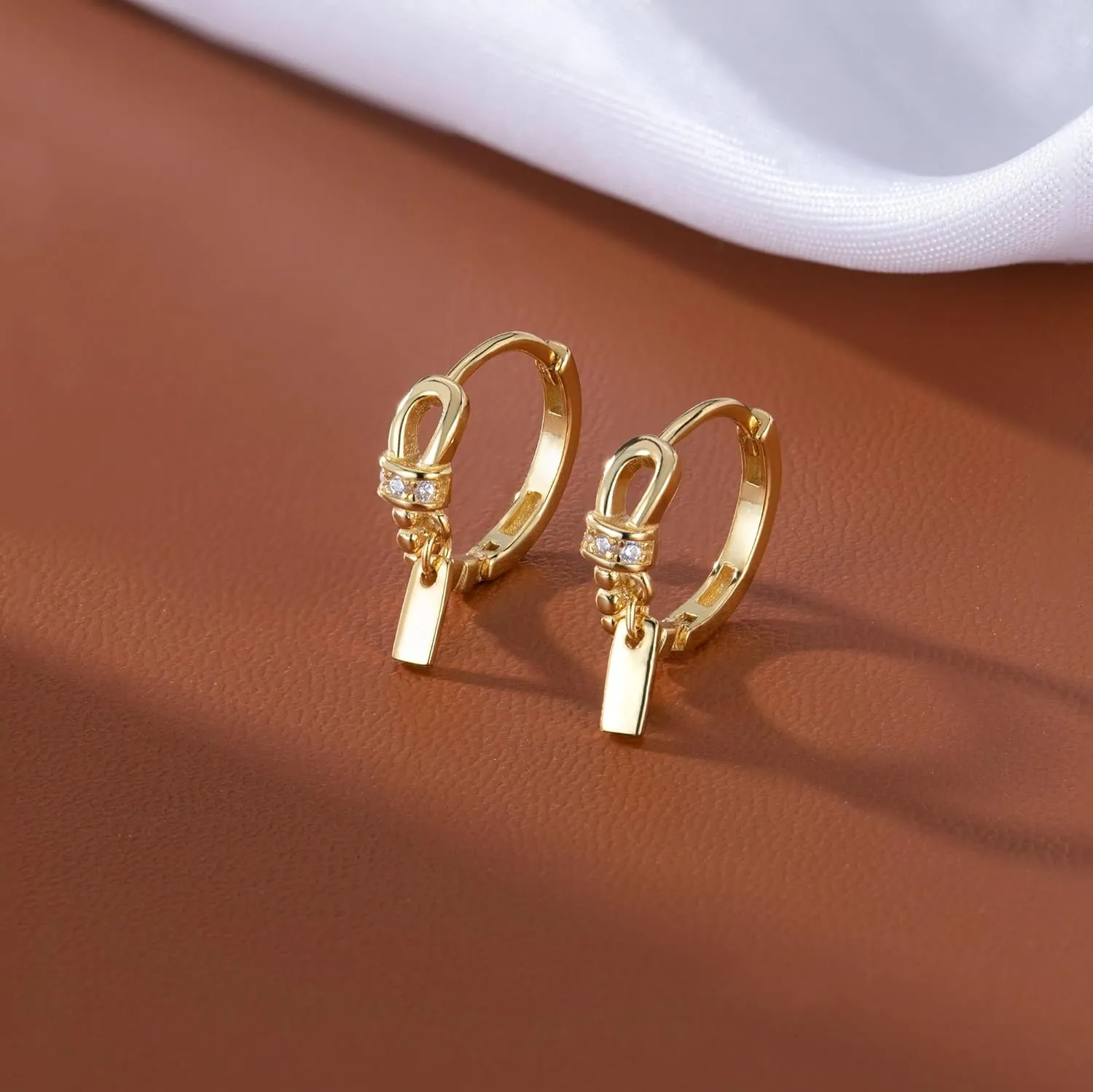 Reffeer Solid 925 Sterling Silver Minimalist Hoop Earrings for Women Teens CZ Hoop Earrings Cartilage Helix Hoop Earrings Huggie
