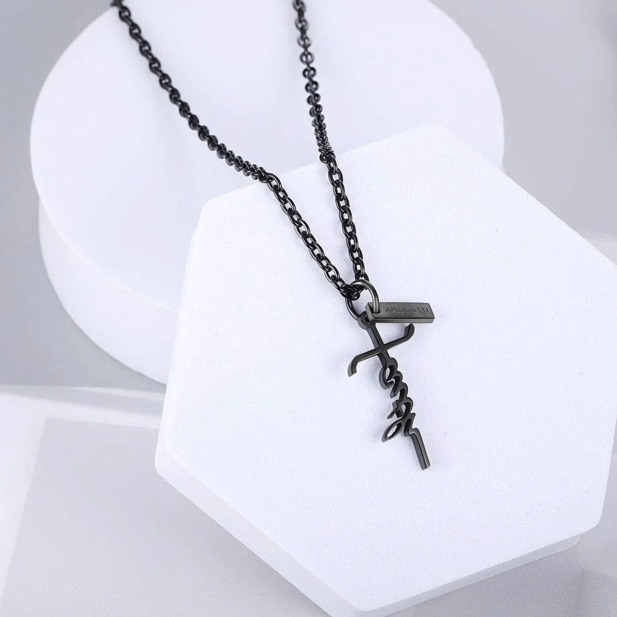 Rehoboth Creative Letter Faith Cross Pendant Necklaces for Women Men Bible Verse Philippians 4:13 I can do All Things