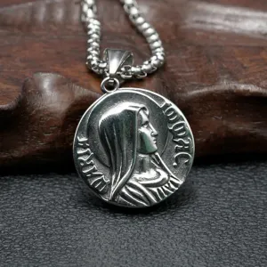 Retro Jesus Christ Virgin Mary Pendant Necklace Stainless Steel Long Chain Necklace For Men Women Fashion Christian Jewelry