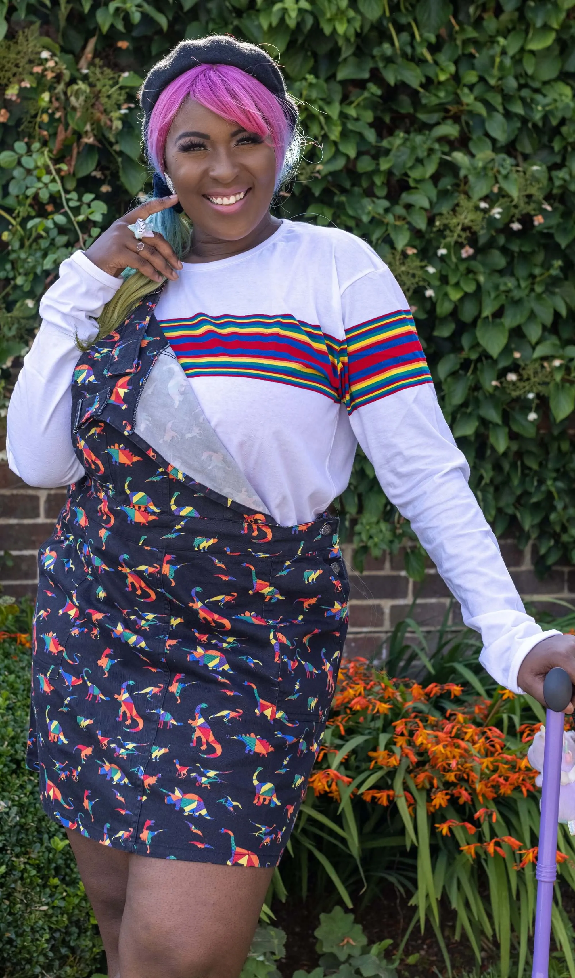 Retro Rainbow Engineered Striped Long Sleeve T Shirt