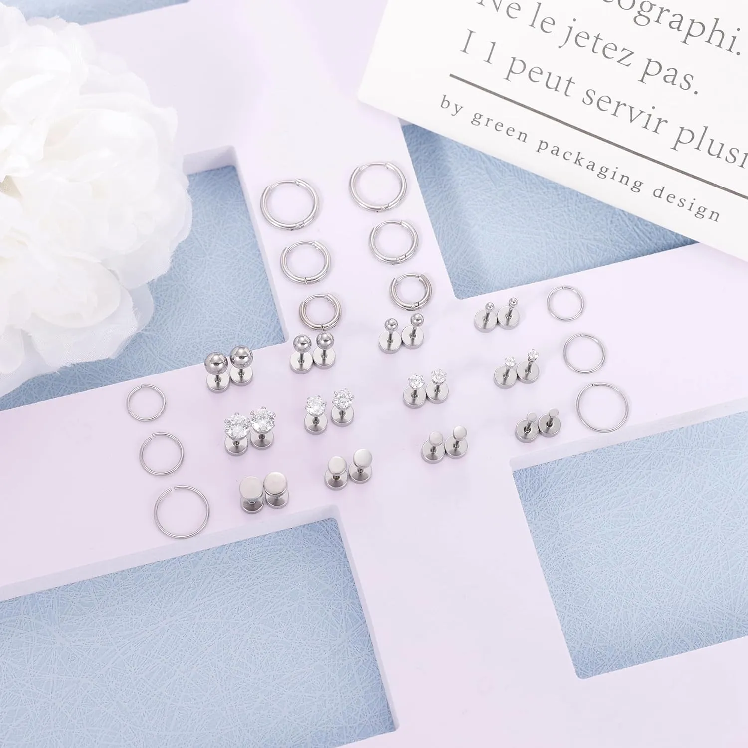 REVOLIA 18Pairs 20G 18K Gold-plated Surgical Steel Flat Back Stud Earrings for Women Men Small Tiny Cartilage Earrings Stud for Multiple Piercing Cartilage Helix Hoop Earrings