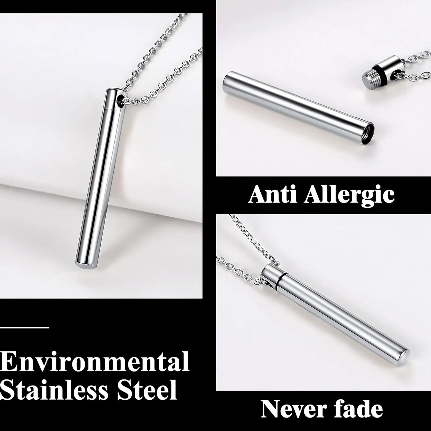 Richsteel Urn Necklaces for Ashes for Women Men Cremation Pendant Necklace for Ashes Dog/Cross Stainless Steel Memorial Jewelry
