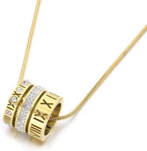 Roman Numeral Gold Necklace For Women Titanium Steel Cubic Zirconia Necklace Valentines Day Mother's Day Christmas Day Best Gifts