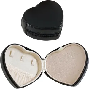 RT&BS Heart Shaped Travel Jewelry Box, Small Travel Jewelry Case for Rings Earrings Necklaces, Gifts for Women Girls (Black)