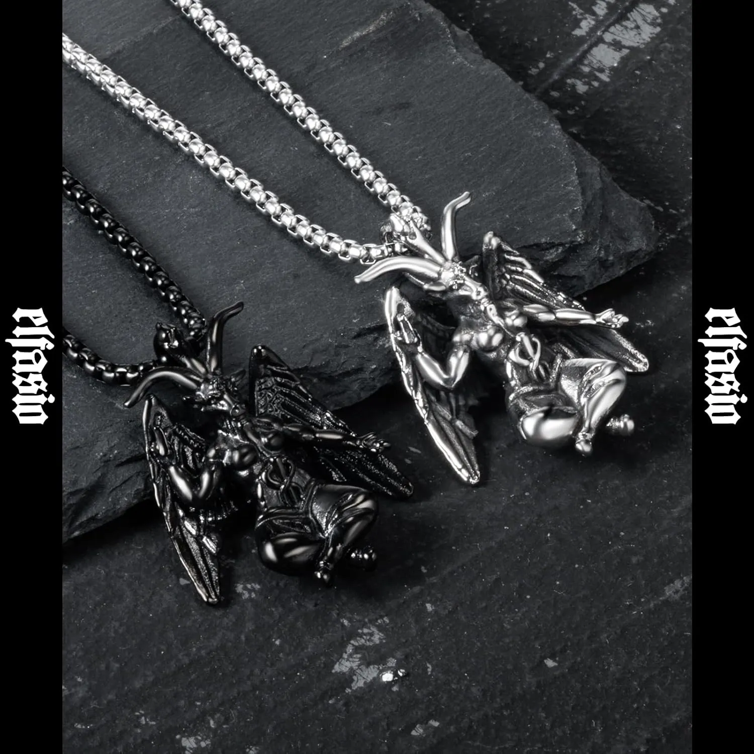 Satanic Necklace, Sigil of Baphomet Necklace, Stainless Steel Satan Church Jewelry, 3D Devil Demon Satan Goat Necklaces for Men Women