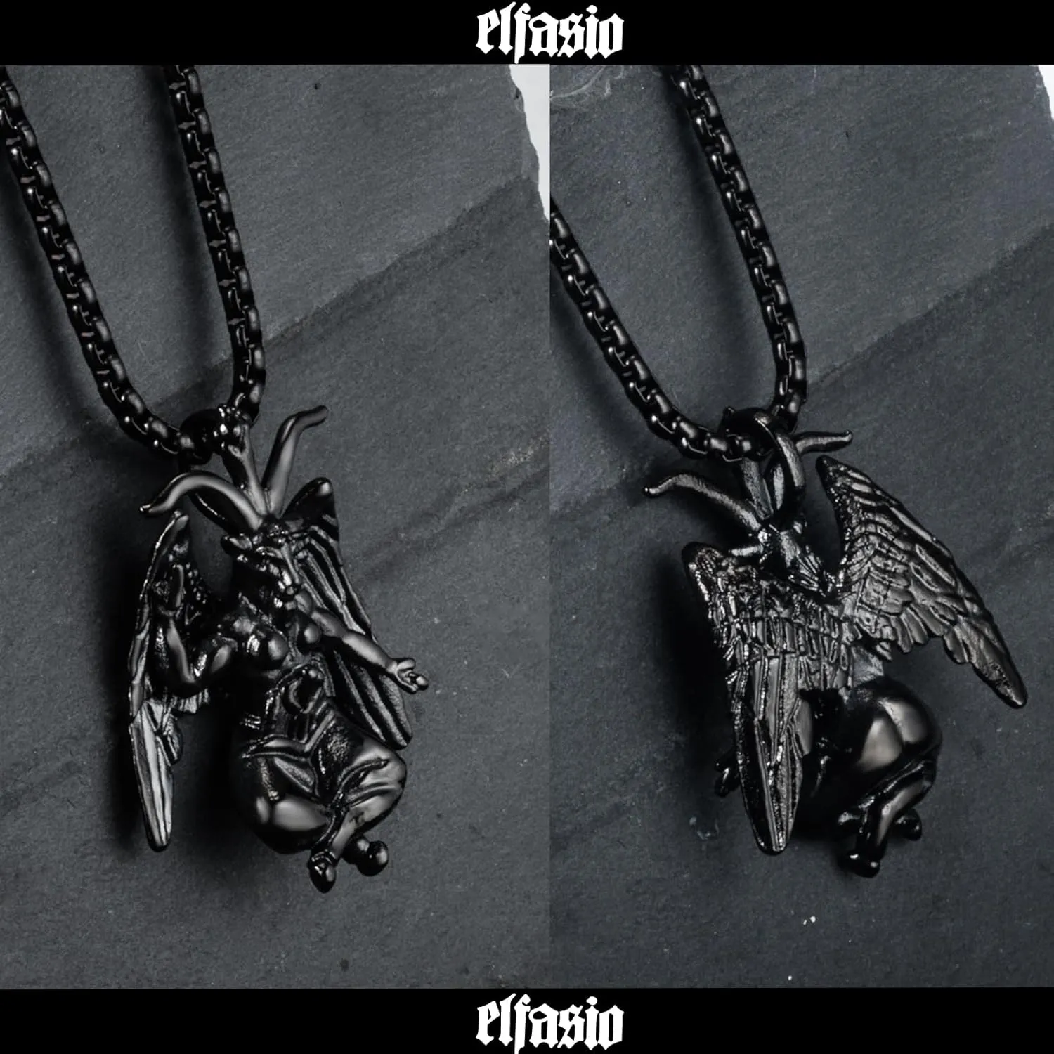 Satanic Necklace, Sigil of Baphomet Necklace, Stainless Steel Satan Church Jewelry, 3D Devil Demon Satan Goat Necklaces for Men Women
