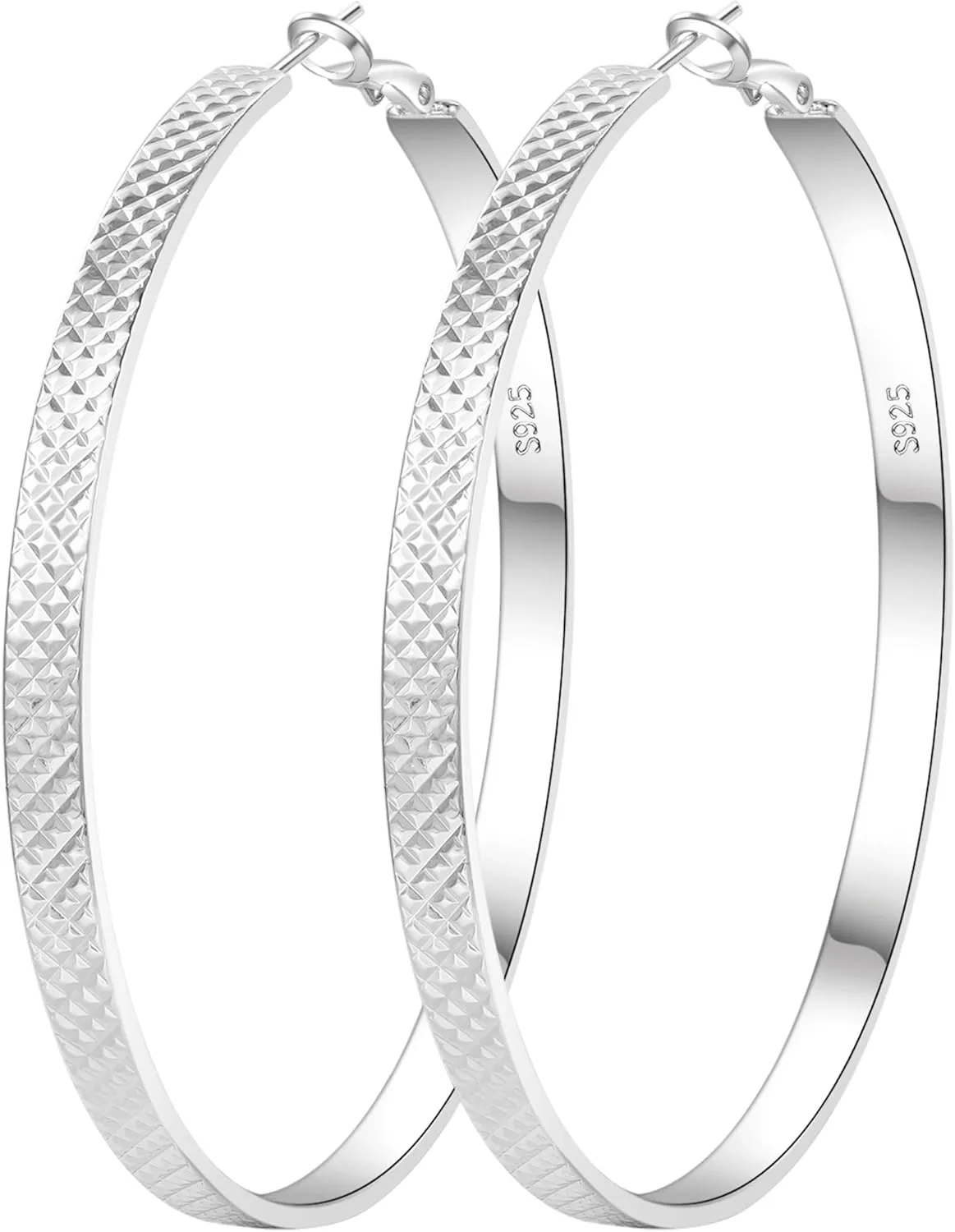Senteria Sterling Silver Hoop Earrings for Women Hypoallergenic 925 Sterling Silver Large Hoop Earrings Lightweight Large Silver Hoop Earrings Big Silver Hoop Earrings for Women 30/40/50/70mm