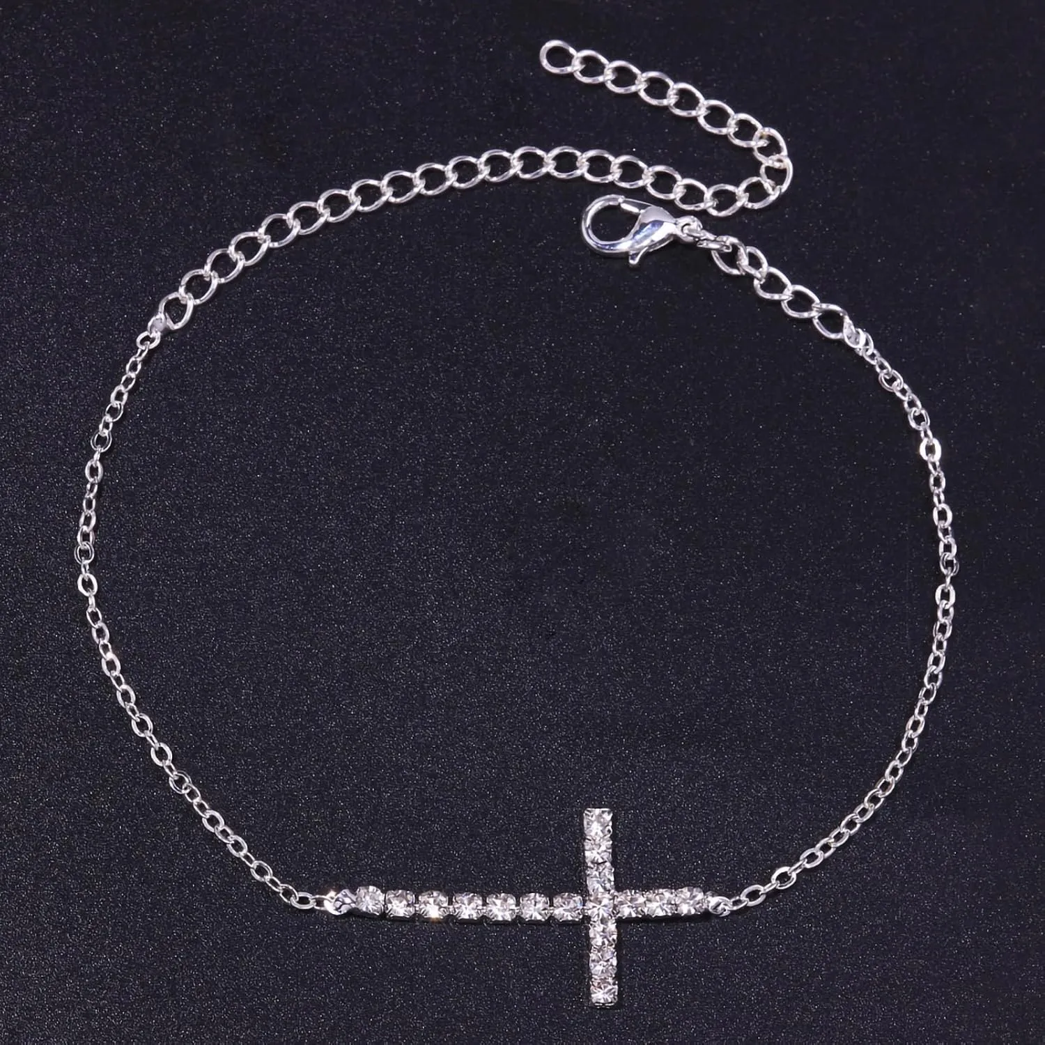 Silver Ankle Bracelets for Women, Adjustable Rhinestone Pendant Tennis Anklet, Butterfly Heart Infinite Diamond Summer Beach Foot Chain Jewelry Gifts