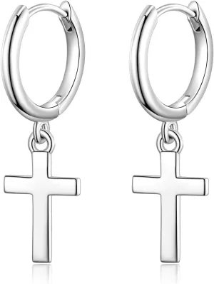 Silver Dangle Hoop Earrings for Women Girls Butterfly Cross Heart Spike Star Earrings Small Huggie Hoop Earrings Hypoallergenic Hoop Earrings Jewelry Gifts