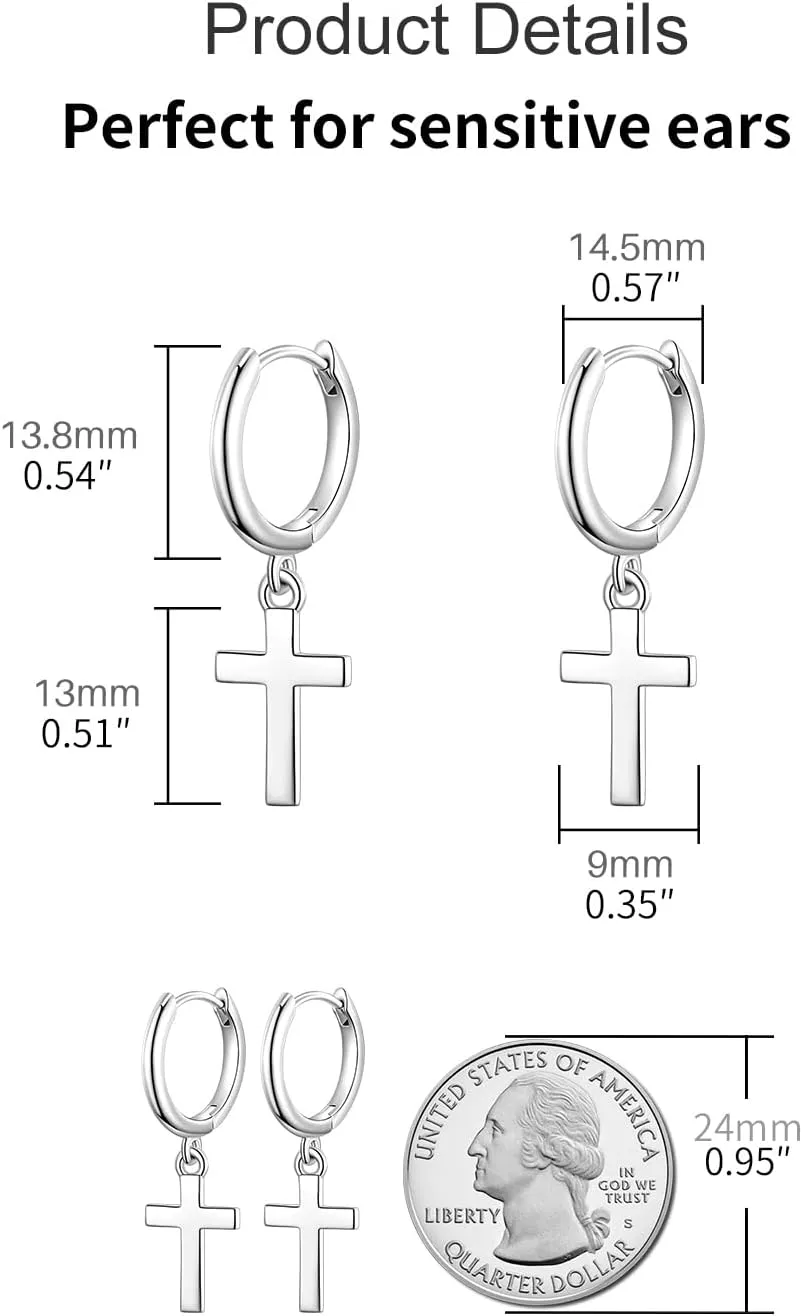 Silver Dangle Hoop Earrings for Women Girls Butterfly Cross Heart Spike Star Earrings Small Huggie Hoop Earrings Hypoallergenic Hoop Earrings Jewelry Gifts