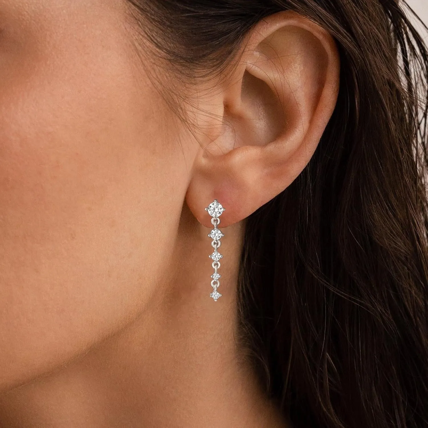 Silver Earrings for Women,Dainty Dangle Earrings Silver Plated Drop Earrings for Women Trendy Hypoallergenic CZ Stud Earrings Wedding Pearl Earrings Dangling Cute Small Hoop Earrings Jewelry