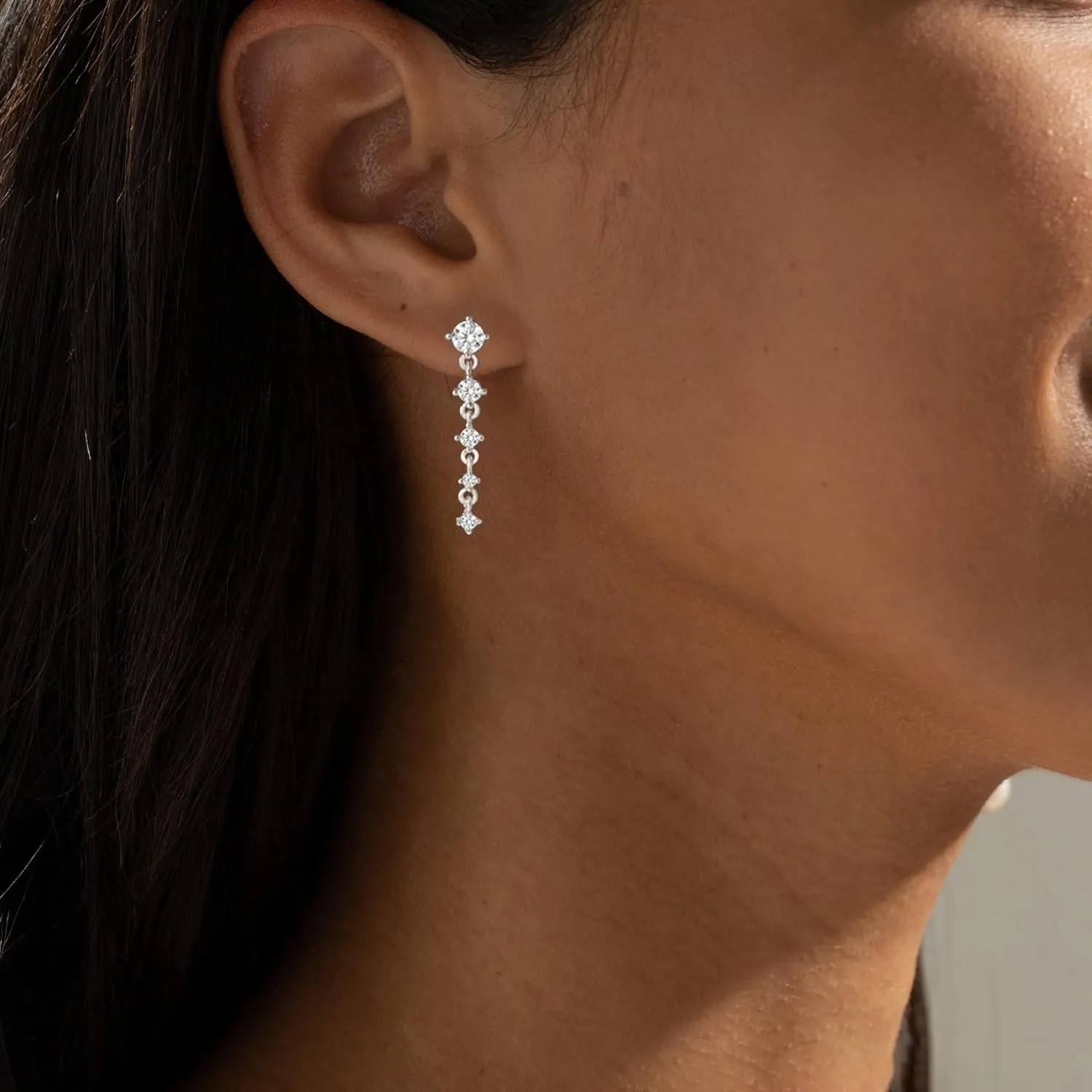 Silver Earrings for Women,Dainty Dangle Earrings Silver Plated Drop Earrings for Women Trendy Hypoallergenic CZ Stud Earrings Wedding Pearl Earrings Dangling Cute Small Hoop Earrings Jewelry