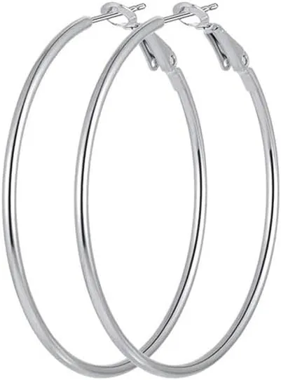 Silver Hoop Earrings for Women, 925 Sterling Silver Hypoallergenic Hoop Earrings | Big Hoop Earrings 40mm for Women Gift