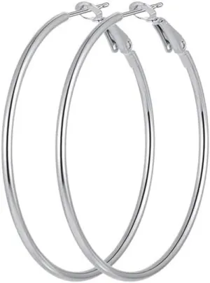 Silver Hoop Earrings for Women, 925 Sterling Silver Hypoallergenic Hoop Earrings | Big Hoop Earrings 40mm for Women Gift