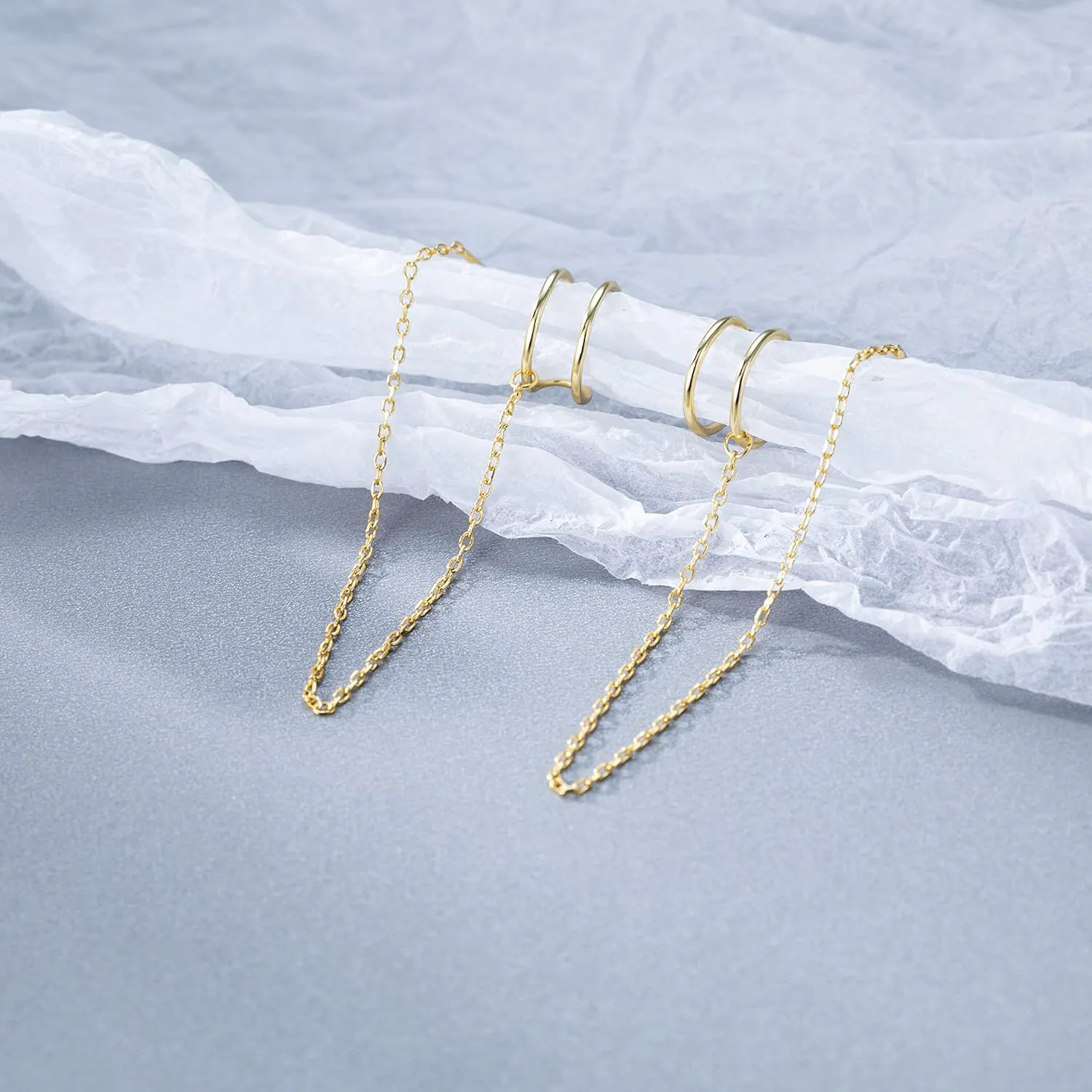 SLUYNZ 925 Sterling Silver Cuff Earrings Threader Chain for Women Crawler Earrings Wrap Earrings