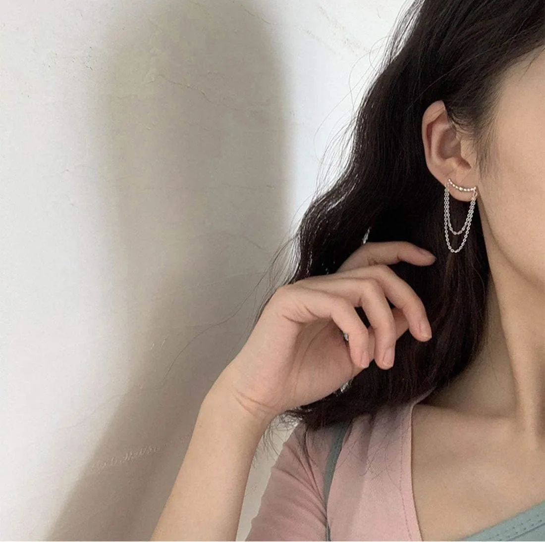 SLUYNZ 925 Sterling Silver Dangle Earrings Chain for Women Dangling Tassel Earrings Tiny Balls Stud
