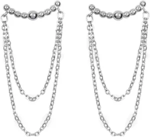 SLUYNZ 925 Sterling Silver Dangle Earrings Chain for Women Dangling Tassel Earrings Tiny Balls Stud
