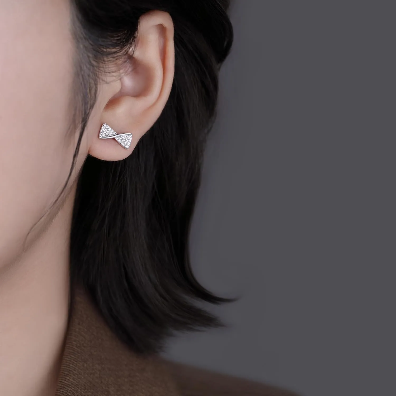 SLUYNZ Solid 925 Sterling Silver CZ Bow Earrings Stud for Women Teens Bowknot Stud Earrings