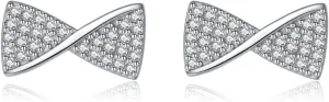SLUYNZ Solid 925 Sterling Silver CZ Bow Earrings Stud for Women Teens Bowknot Stud Earrings