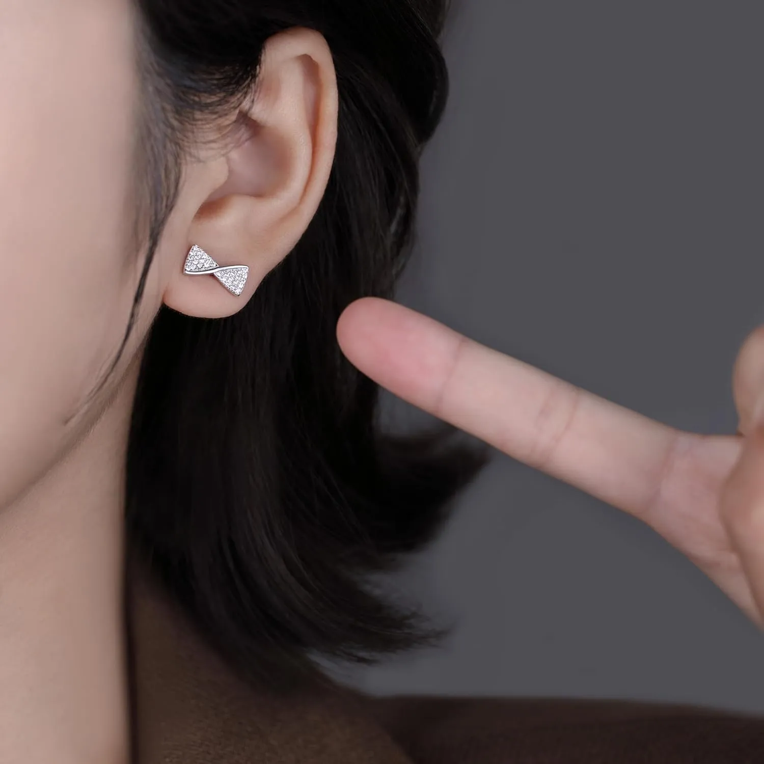 SLUYNZ Solid 925 Sterling Silver CZ Bow Earrings Stud for Women Teens Bowknot Stud Earrings